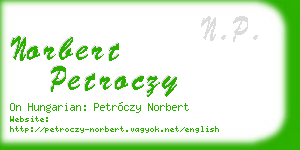 norbert petroczy business card