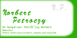 norbert petroczy business card
